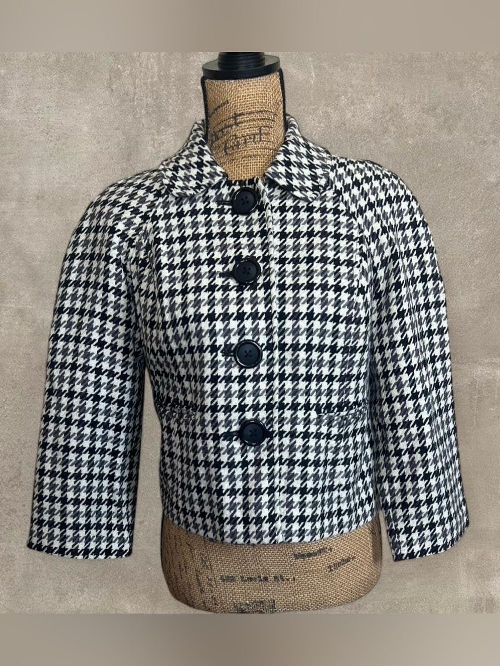 Briggs New York Black and White Houndstooth Petite Jacket